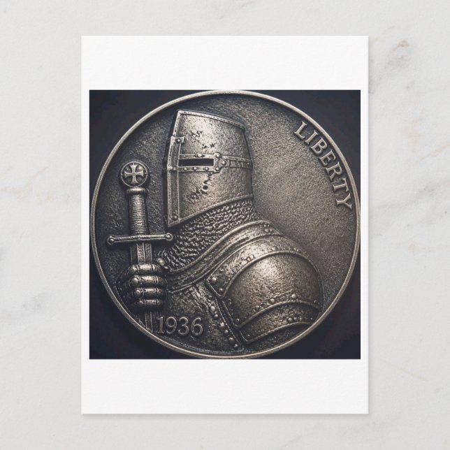 Mittelalterlicher Ritter.  Postkarte (Vorderseite)