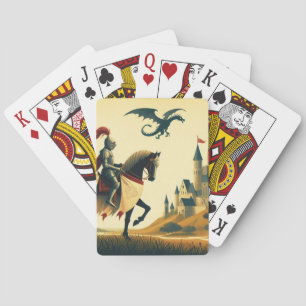 Mittelalterlicher Ritter & Wyvern-Fantasy Spielkarten