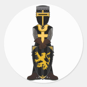 Mittelalterlicher schwarzer Ritter-Aufkleber Runder Aufkleber