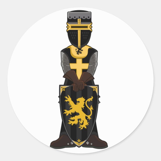 Mittelalterlicher Schwarzer Rittersticker Runder Aufkleber (Vorderseite)