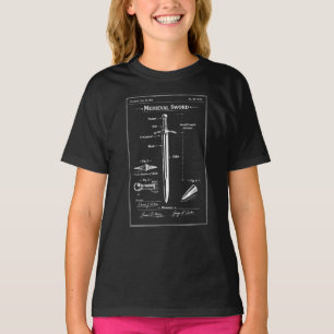 Mittelalterlicher Schwert-Blueprint T-Shirt