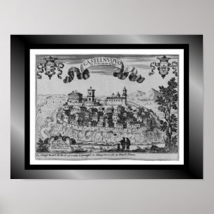 Mittelalterlicher Stadtplan Castelnuovo ~ Italien  Poster