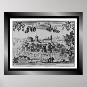 Mittelalterlicher Stadtplan Castelnuovo ~ Italien  Poster
