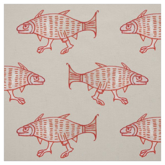 Mittelalterlicher Walking Fisch auf Papst Stoff (Muster)