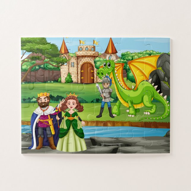 Mittelalterliches Abenteuer: Ritter und Drachen (Horizontal)