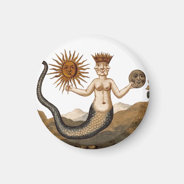 Mittelalterliches Alchimie-Symbol - Merman mit Son Magnet (Vorne)