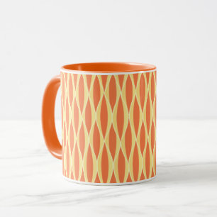 Mittelalterliches Banddruckmuster - orange und gel Tasse
