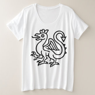Mittelalterliches Basilisken-Siegel Fantasy Herald Große Größe T-Shirt