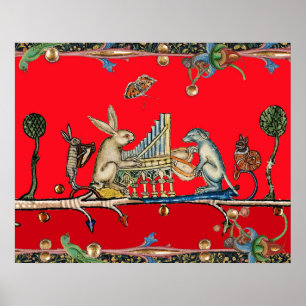 MITTELALTERLICHES BESTIARIUM MACHT MUSIK,Kaninchen Poster