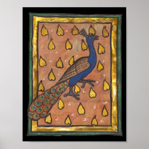 Mittelalterliches Bestiarium Pfau c. 1270 Poster