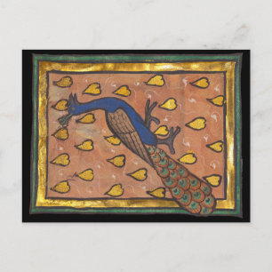 Mittelalterliches Bestiarium Pfau c. 1270 Postkarte