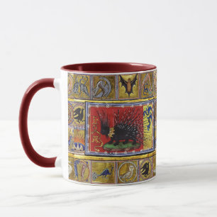 MITTELALTERLICHES BESTIARIUM, SCHWARZER IGELKÖNIG TASSE