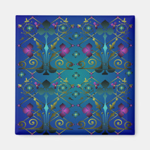 Mittelalterliches Blumenmuster quadratischer Magne Magnet