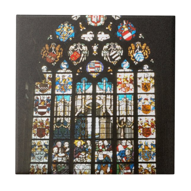 Mittelalterliches Buntglasfenster, Holland Fliese (Vorderseite)