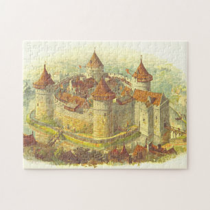 Mittelalterliches Burg-Szene-Puzzle