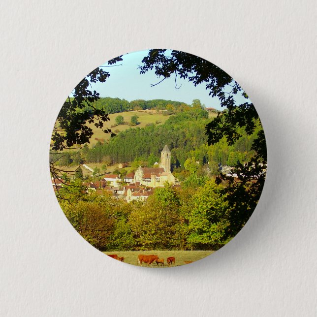 mittelalterliches Dorf Plazac Abzeichen Button (Vorderseite)