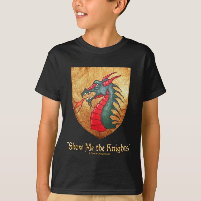 Mittelalterliches Drache-Schild T-Shirt (Vorderseite)