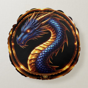 ✨ Mittelalterliches Drachen-Juwel-Emblem ✨ Rundes Kissen