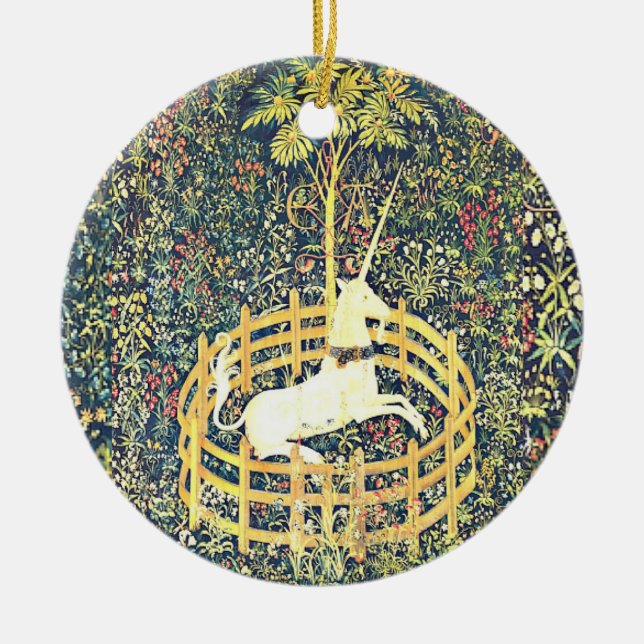 Mittelalterliches Einhorn - Tapisserie - Ornament (Vorne)
