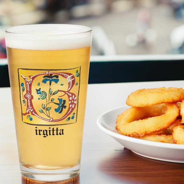 Mittelalterliches florales Leuchtschreiben B Monog Glas (Von Creator hochgeladen)