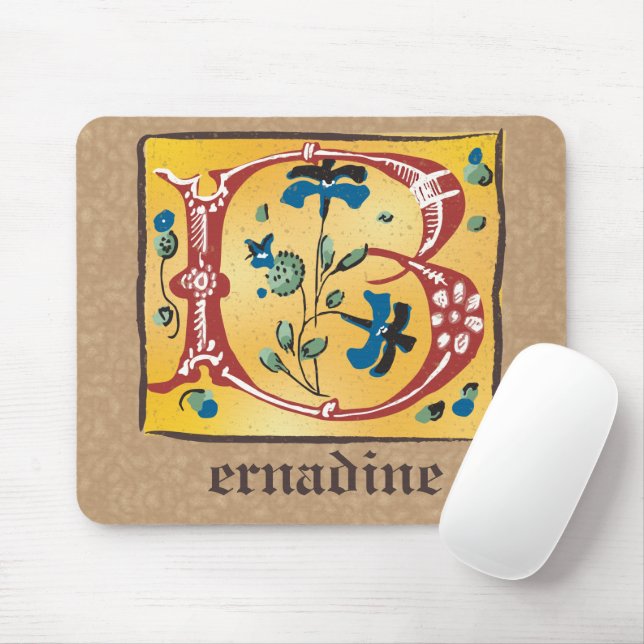 Mittelalterliches florales Leuchtschreiben B Monog Mousepad (Mit Mouse)