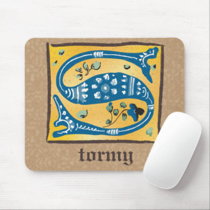 Mittelalterliches florales Leuchtschreiben S Monog Mousepad