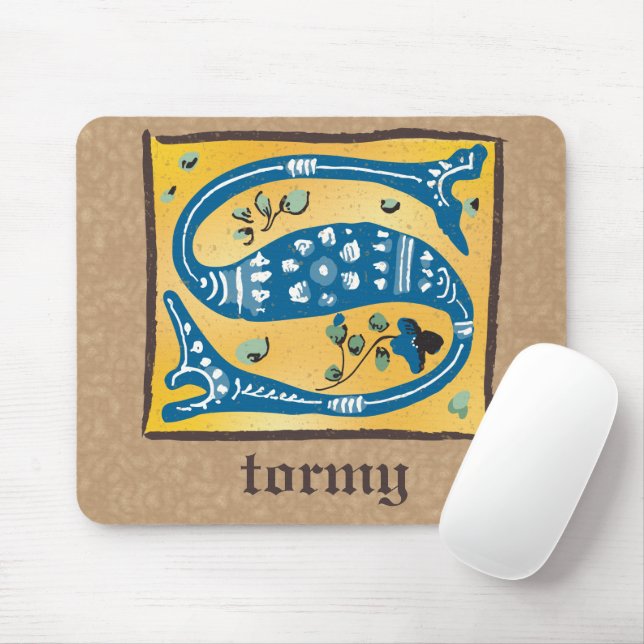 Mittelalterliches florales Leuchtschreiben S Monog Mousepad (Mit Mouse)