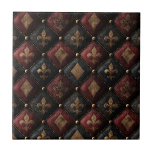 Mittelalterliches gepolstertes Fleur-de-Lis-Harlek Fliese
