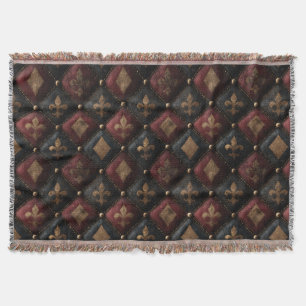 Mittelalterliches getuftetes Fleur-de-Lis-Harlekin Decke
