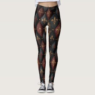 Mittelalterliches getuftetes Harlekin-Muster mit F Leggings