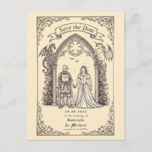Mittelalterliches Gothic Sepia Altpapier Save-The- Postkarte