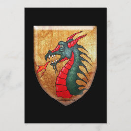 Mittelalterliches grüner Drache-Schild Einladung