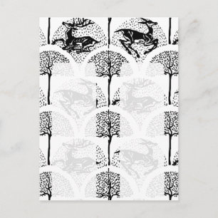 Mittelalterliches Hirsch und Bäume, Andenken 2xboo Postkarte