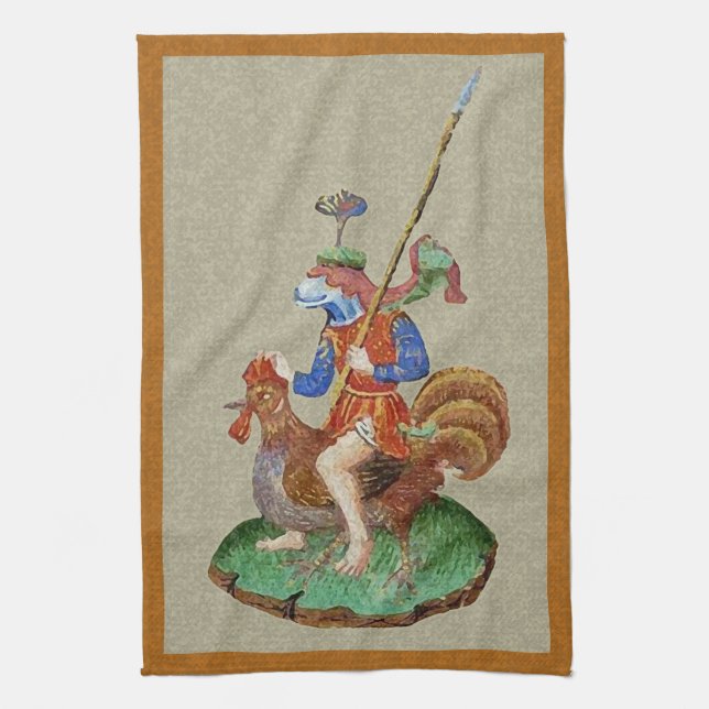 Mittelalterliches Huhn-Rider Küchentuch (Vertikal)