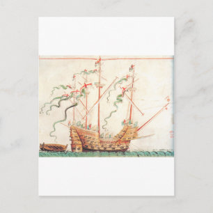 Mittelalterliches Kriegsschiff Postkarte
