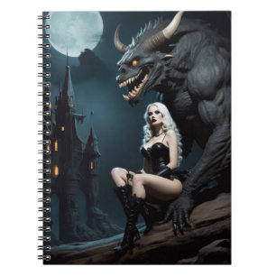 Mittelalterliches Mädchen und Monster Notizblock