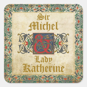 Mittelalterliches Manuskript mit dem Gütesiegel Ho Quadratischer Aufkleber