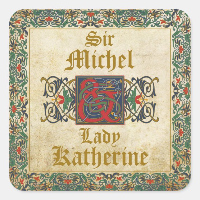 Mittelalterliches Manuskript mit dem Gütesiegel Ho Quadratischer Aufkleber (Vorderseite)