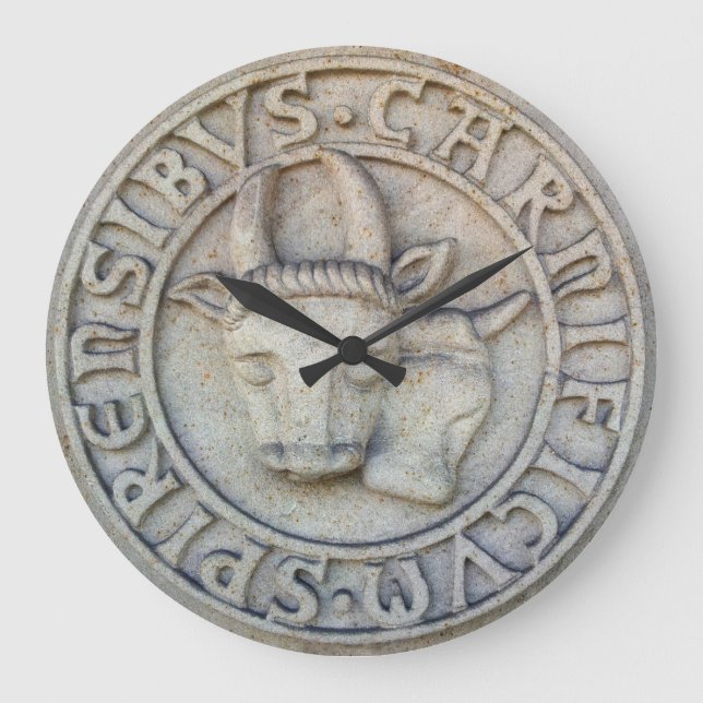 Mittelalterliches Metzger Relief mit Kuh und Bulle Große Wanduhr (Vorderseite)