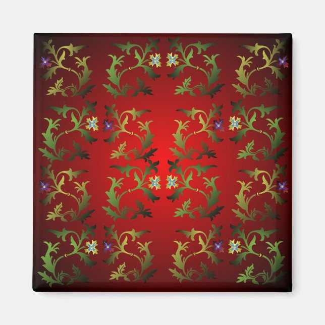 Mittelalterliches Muster Square Magnet (Vorne)