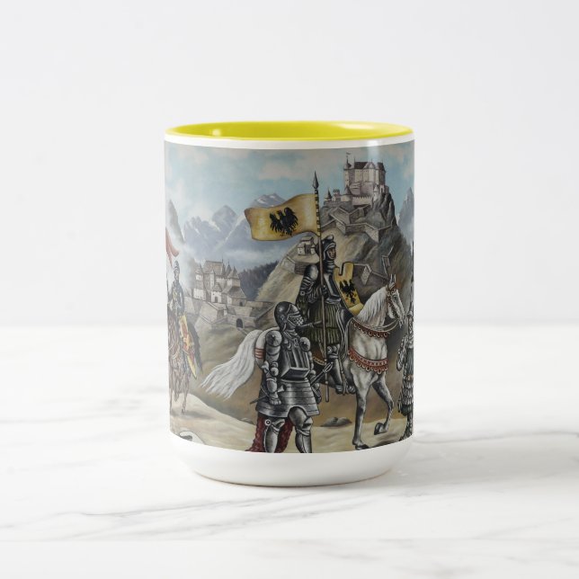 Mittelalterliches Ritterhorn Party Zweifarbige Tasse (Mittel)