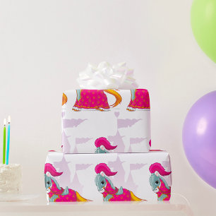 Mittelalterliches Ritterpferd in Fantasy-Rüstung Geschenkpapier