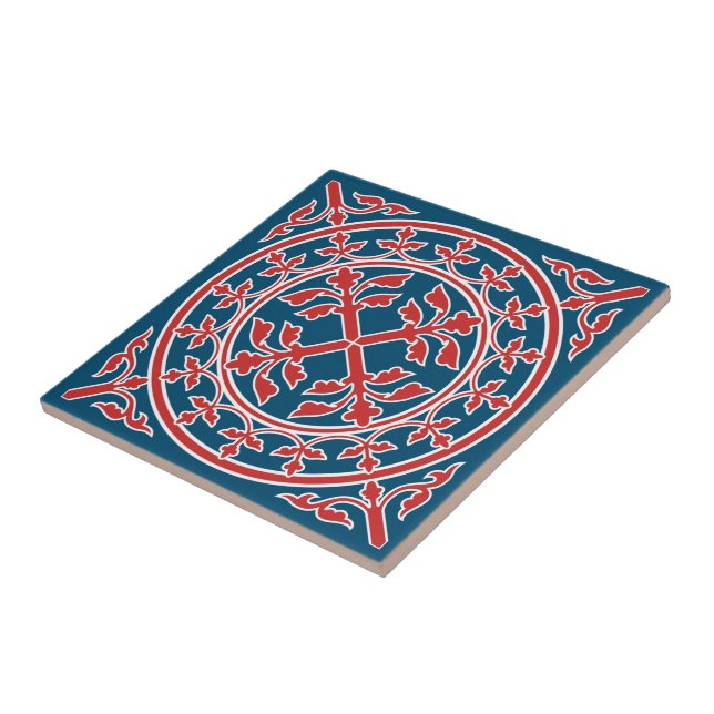 Mittelalterliches Rotes Blaues Kraut Blätter Roman Fliese (Seite)