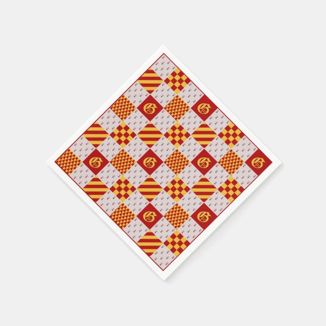 Mittelalterliches Rotgelbes Ermine Heraldisches Mu Serviette (Ecke)
