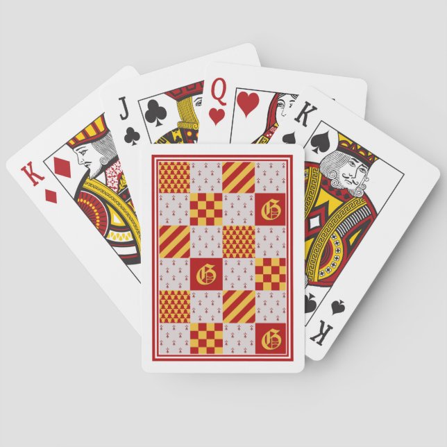 Mittelalterliches Rotgelbvair Ermine Heraldisches  Spielkarten (Rückseite)