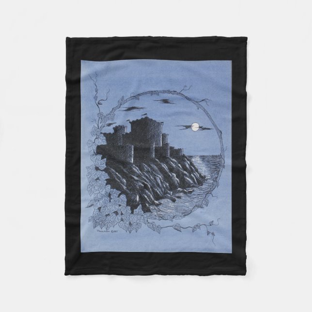 "Mittelalterliches Schloss in Blau" Fleecedecke (Vorderseite)