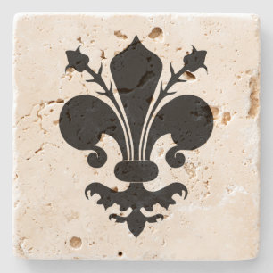 Mittelalterliches schwarzes Liliensymbol Steinuntersetzer