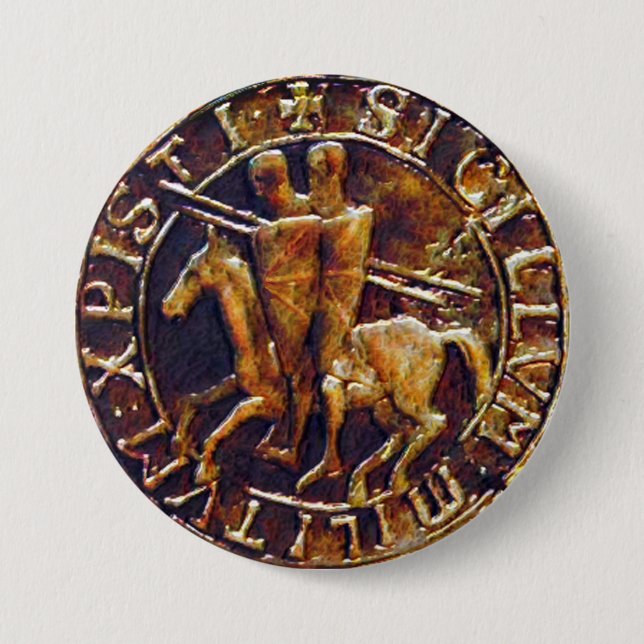 Mittelalterliches Siegel der Tempelritter Button (Vorderseite)