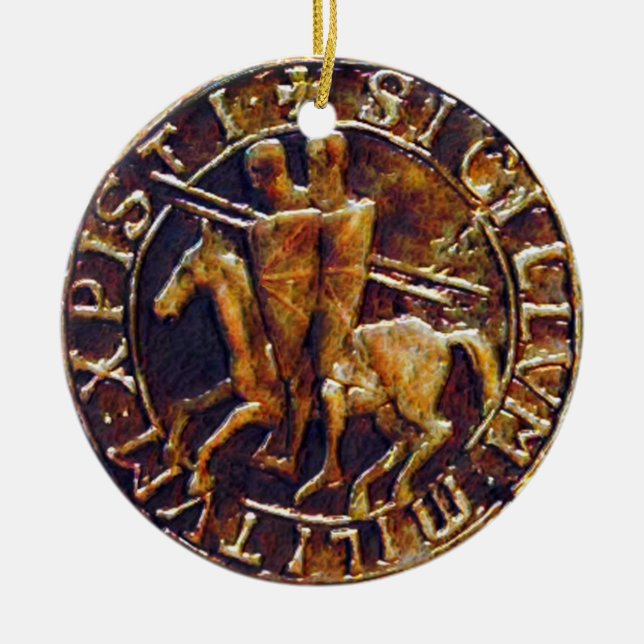 Mittelalterliches Siegel der Tempelritter Keramik Ornament (Vorne)