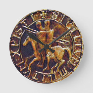 Mittelalterliches Siegel der Tempelritter Runde Wanduhr
